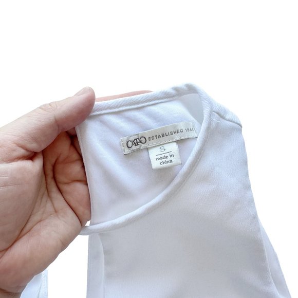 Cato SMALL Riviera White Side Lace Up Keyhole Neck Knee Length Sorority Dress - Picture 7 of 11